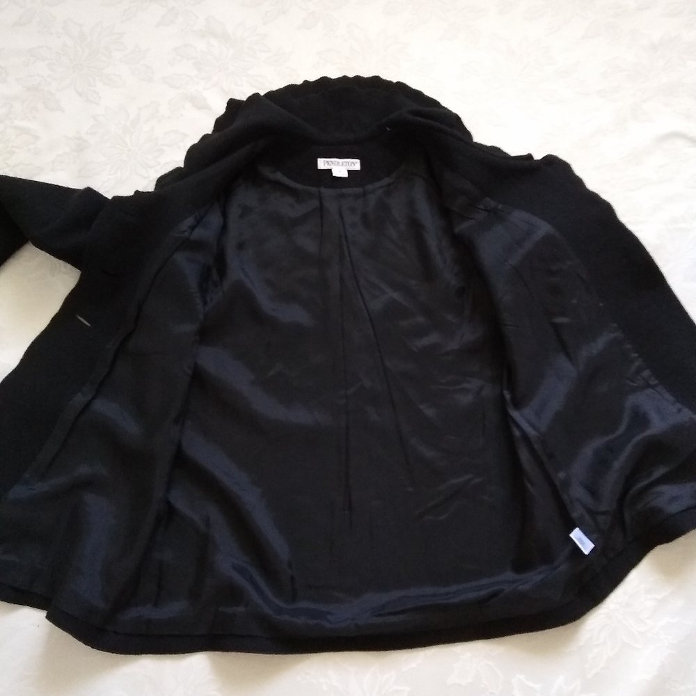 Pendleton Black Wool Ruffled Collar Lined Cardiga… - image 3